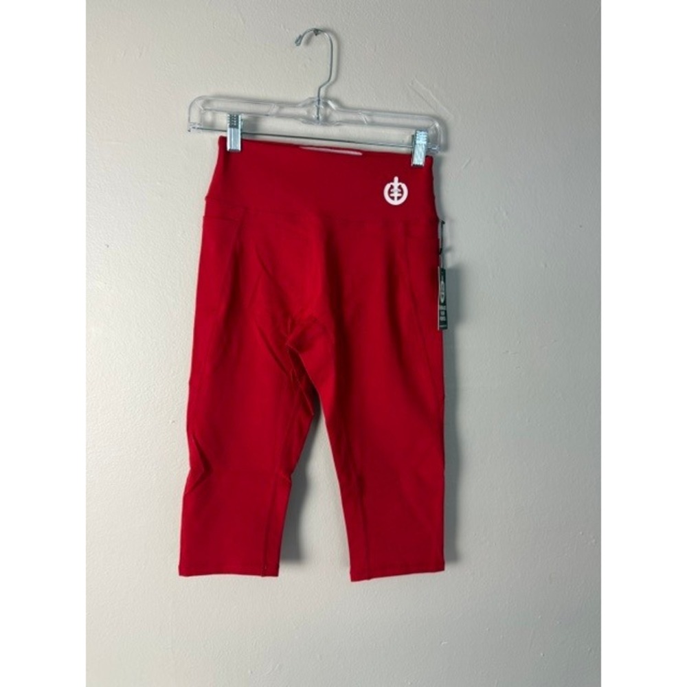 Iconi Leggings Womens Red High Waisted Capri Leggings with Pockets Size Medium